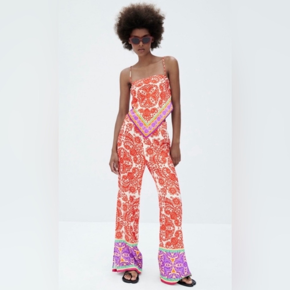 Zara Matching Silky Set- Bandana Tank & Palazzo Pants